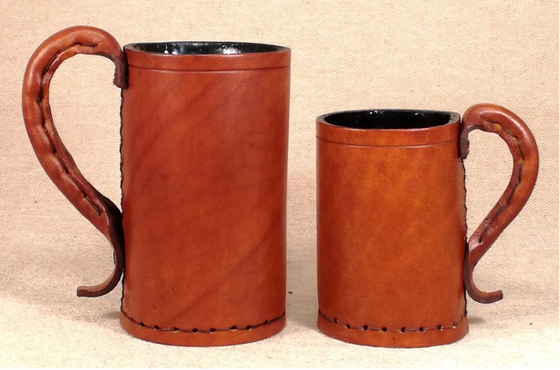 Large and Small Leather Medieval Tankards