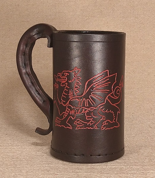 Welsh Dragon Engraved on a Leather Jack