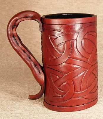 Full Body Celtic Knot Leather Tankard & Jack