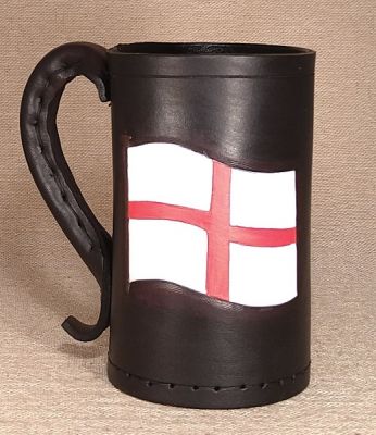 Saint George's Cross Leather Tankard & Jack -  Hand Carved