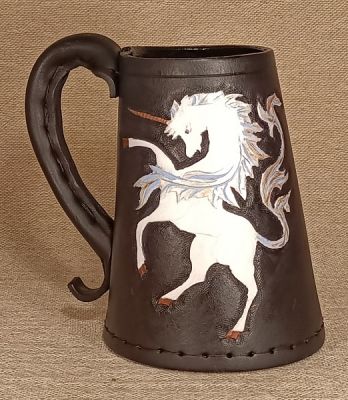 Unicorn - Hand Carved Leather Tankard & Jack