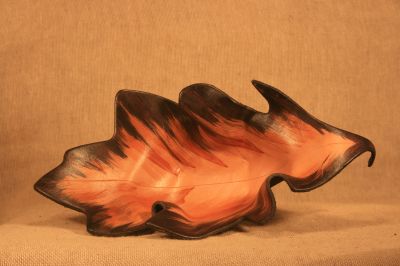 Leather Trinket Dish Leaf - Black and Tan