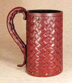 Basket Weave Hand Carved Leather Tankard & Jack