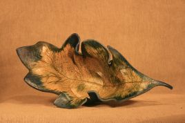 Trinket Dish Leaf &ndash;Blue and Green Speckle