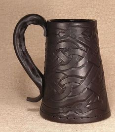 Leather Tankard  & Jack Celtic Knot Serpent - Hand Carved