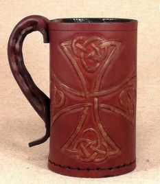 Leather Tankard  & Jack Durrow Cross -  Hand Carved