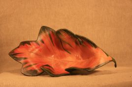 Trinket Dish Leaf –Green, Red and Tan