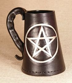 Hand Carved Leather Pentacle Tankard & Jack