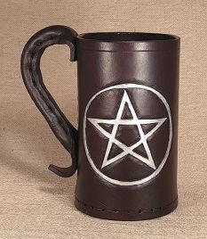 Hand Carved Leather Pentacle Tankard & Jack