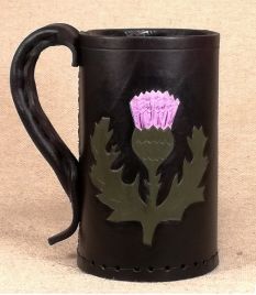 Scottish Heraldic Devices Leather Tankard & Jack