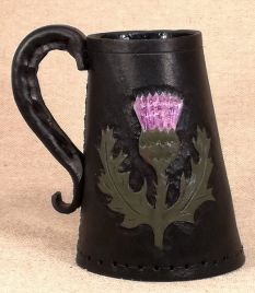 Scottish Heraldic Devices Leather Tankard & Jack