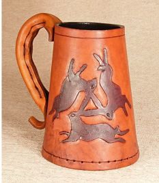 Symbolic Hares Leather Tankard