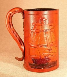 Leather Tankard Tall Ships. HMS Victory.  HMS Queen Charlotte. The Mary Rose.