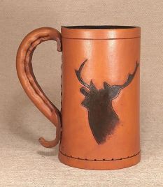 Leather Tankard & Jack. The Stag - Hand Carved