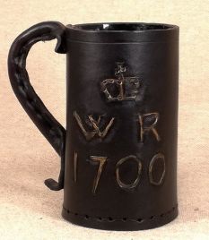 "WR" 1700 Hand Carved Leather Tankard & Jack